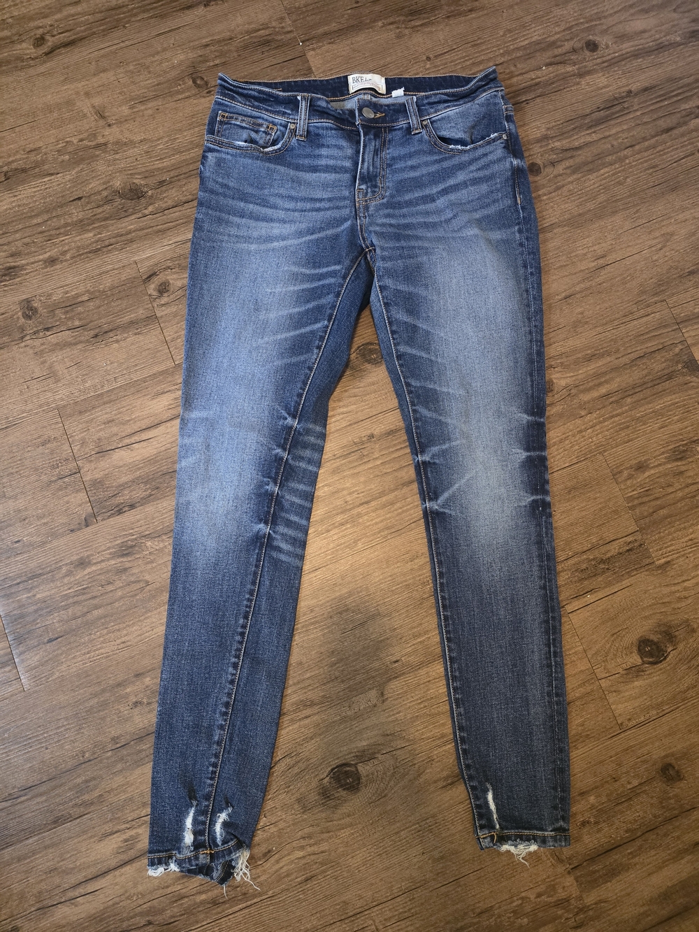 BKE Women's Distressed Skinny Jeans in Medium Blue